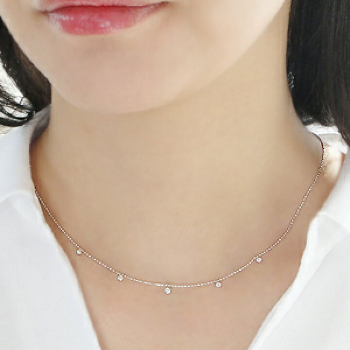 楽天市場】K18WG/PG/YG 0.2ct ダイヤモンド ステーション ネックレス  