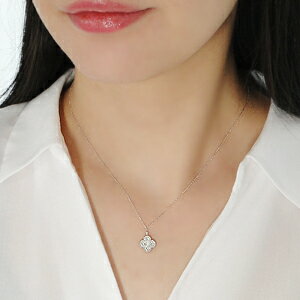 K10WG/PG/YG【0.15ct】リバーシブルクローバーダイヤモンドペンダント