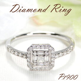 Pt900/K18YG/PG プリンセス バケット＆スクエア ダイヤモンド リング【0.30ct】【送料無料】スクエア ダイヤリング おすすめ ジュエリー 指輪 プラチナ 18k 18金 ゴールド バケットカット 人気 豪華 おしゃれ 品質保証書 記念日 代引手数料無料 ラッピング無料