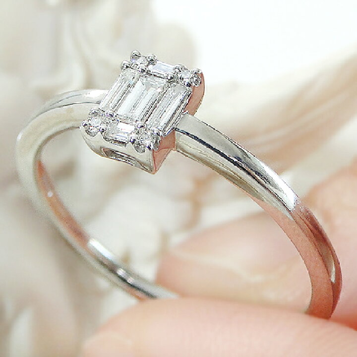 楽天市場】Pt900/K18YG/PG バゲット ダイヤモンド リング【0.15ct 