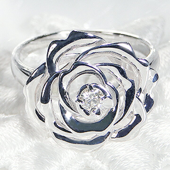 楽天市場】K18YG/PG/WG 【0.11ct】一粒ダイヤモンド ローズモチーフ 