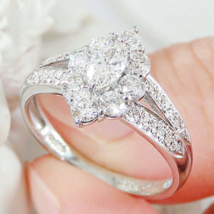 楽天市場】Pt900/K18YG/K18PG 1.0ctUP マーキス ダイヤモンド リング  