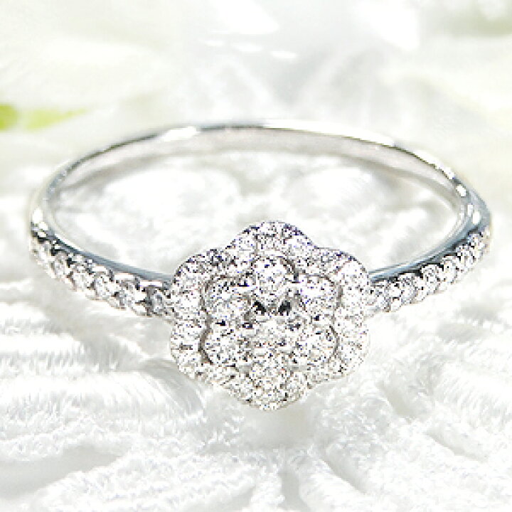 楽天市場】Pt900/K18YG/PG 0.30ct フラワー ダイヤモンド リング【送料  