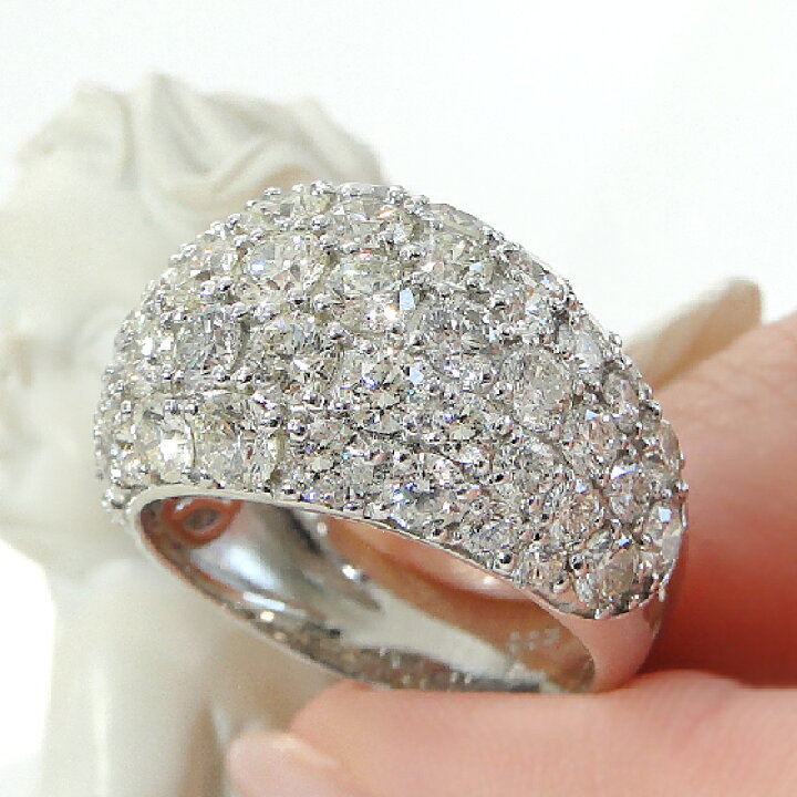 楽天市場】Pt900/K18YG/PG【5.0ct】甲丸 パヴェ ダイヤモンド リング 