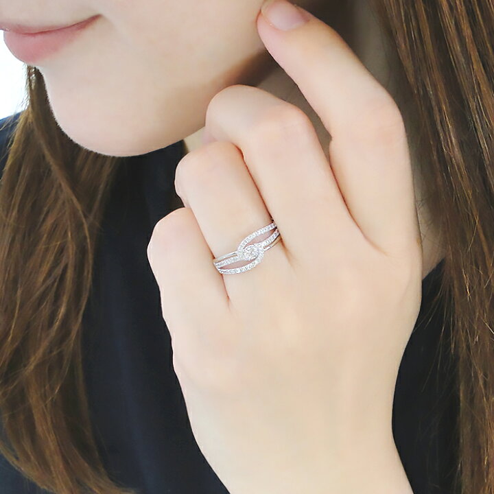 楽天市場】Pt900/K18YG/K18PG【0.50ct】ウェーブ ダイヤモンド リング 