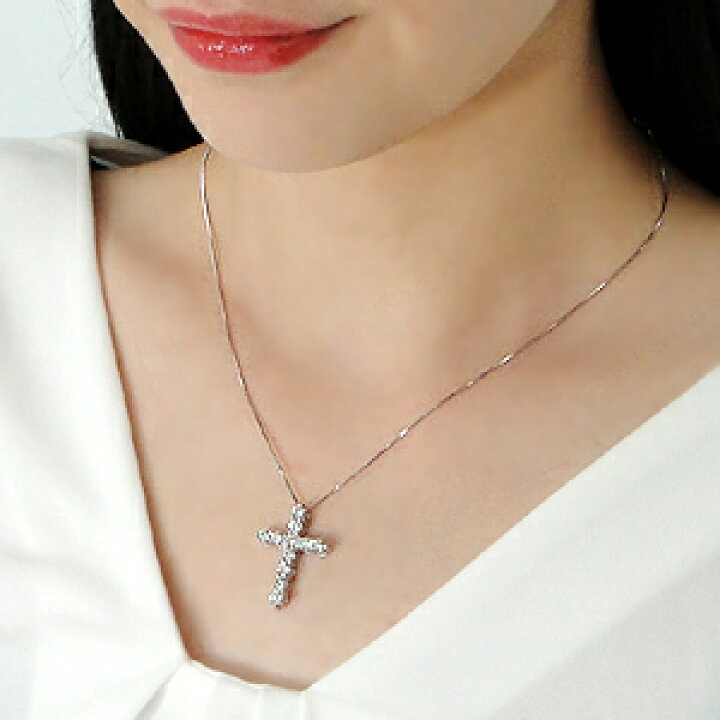 楽天市場】Pt900 豪華【2.00ct】ダイヤモンド クロス ネックレス【送料  