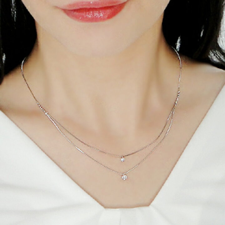楽天市場】Pt900【0.30ct】一粒 ダイヤモンド 2連 ネックレス【送料 