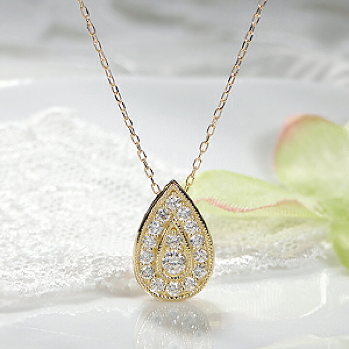 楽天市場】K18YG【0.30ct】ティアドロップ ダイヤモンド ネックレス 