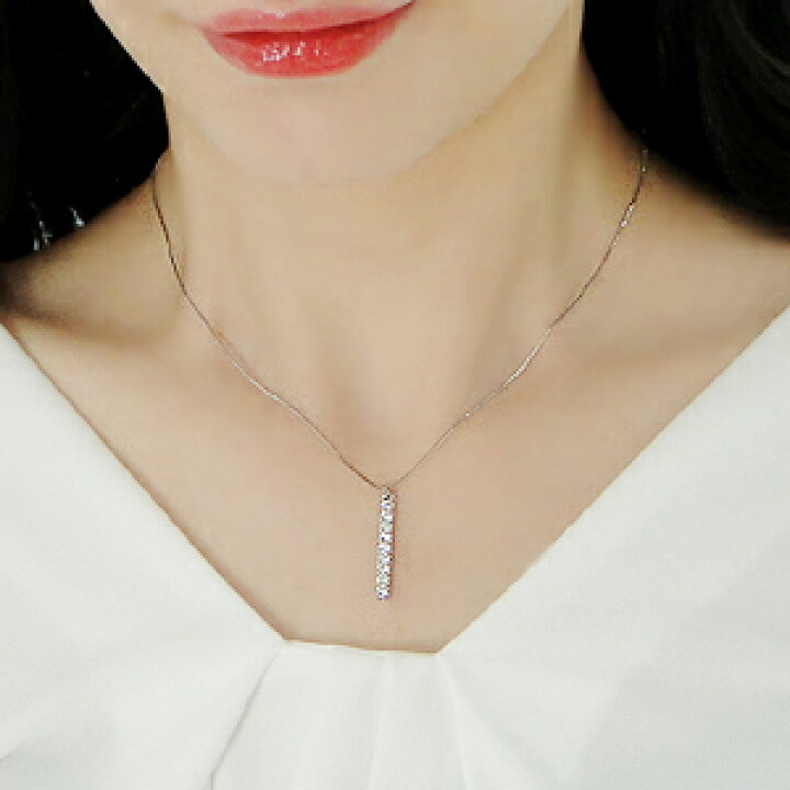 楽天市場】Pt900【0.5ct】ダイヤモンド 縦 ライン ネックレス【送料  