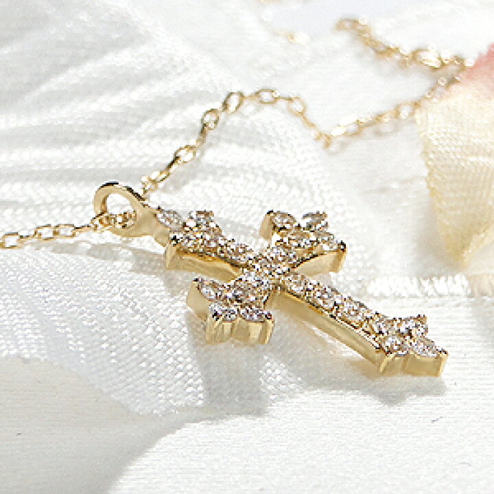楽天市場】K18YG/K18WG【0.2ct】ダイヤモンド クロス ネックレス【送料 
