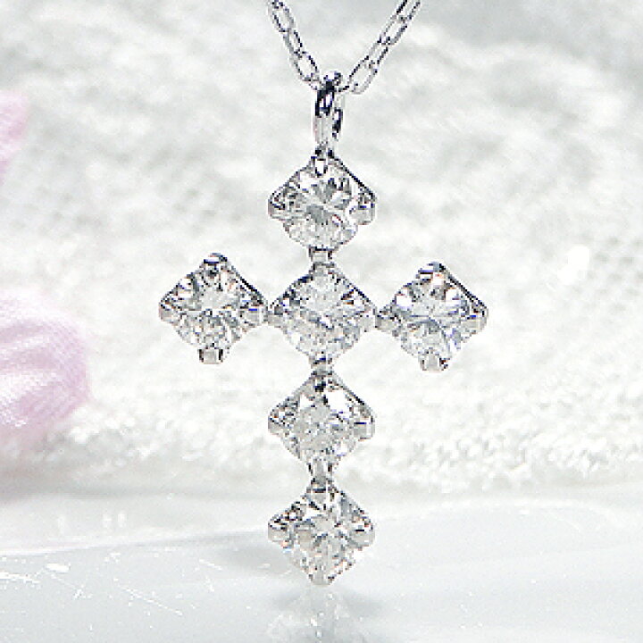 楽天市場】K18YG/K18WG【0.6ct】ダイヤモンド クロスネックレス【送料 
