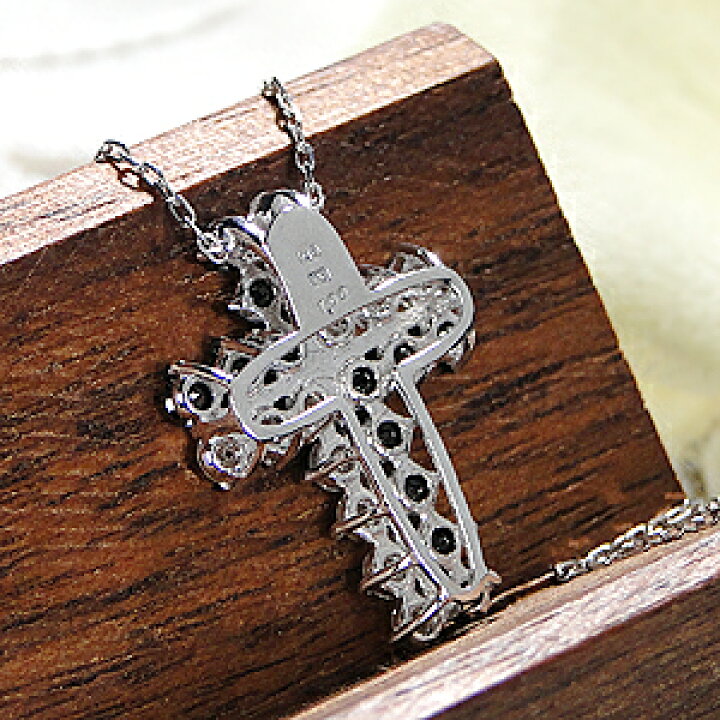 楽天市場】K18WG【1.0ct】ブラックダイヤモンド クロス ネックレス  