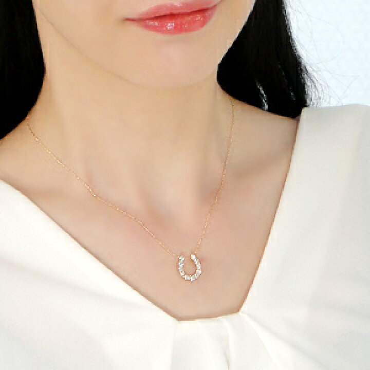 楽天市場】K18YG 豪華【1.00ct】ダイヤモンド ホースシュー ネックレス  
