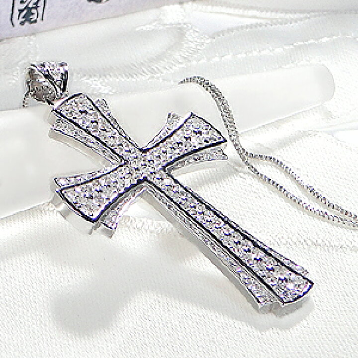 楽天市場】K18WG【1.25ct】ダイヤモンド クロス ネックレス【送料無料  