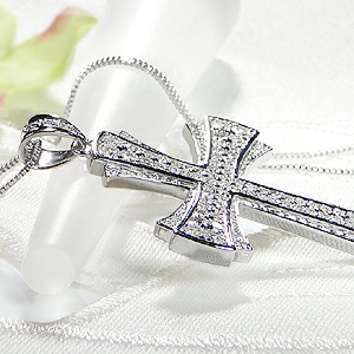楽天市場】K18WG【1.25ct】ダイヤモンド クロス ネックレス【送料無料  