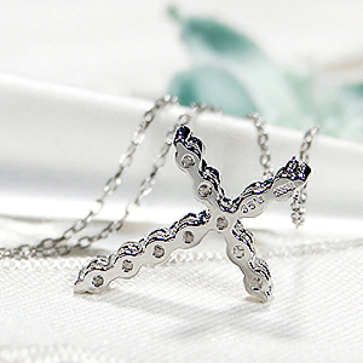 楽天市場】Pt900/K18YG【0.25ct】ダイヤモンド クロス ネックレス 