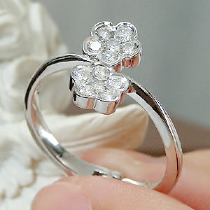 楽天市場】K18WG【0.50ct】フラワーモチーフ ダイヤモンド  