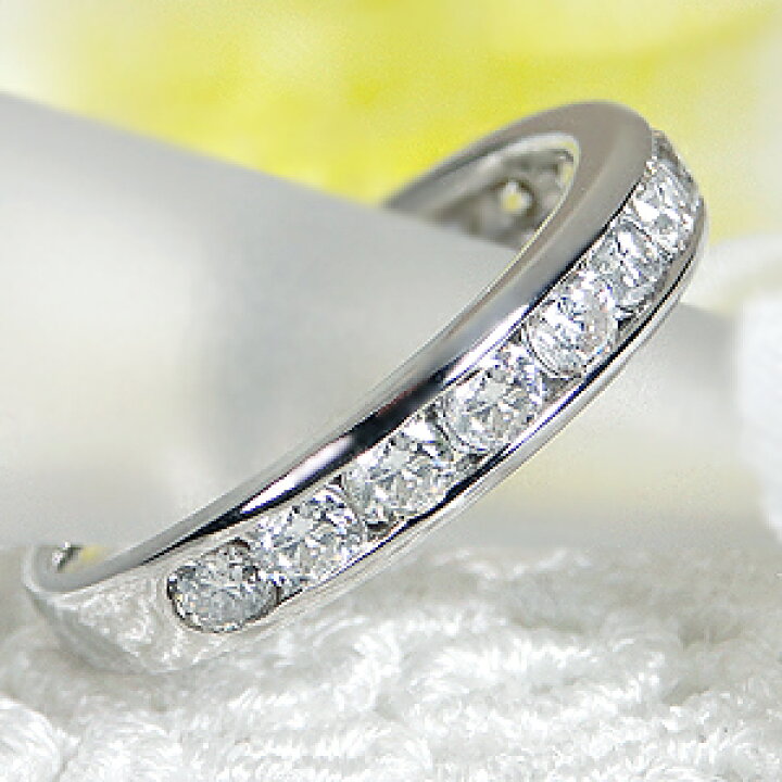 楽天市場】Pt900【1.0ct】レール留め ダイヤモンド ハーフ フチあり  