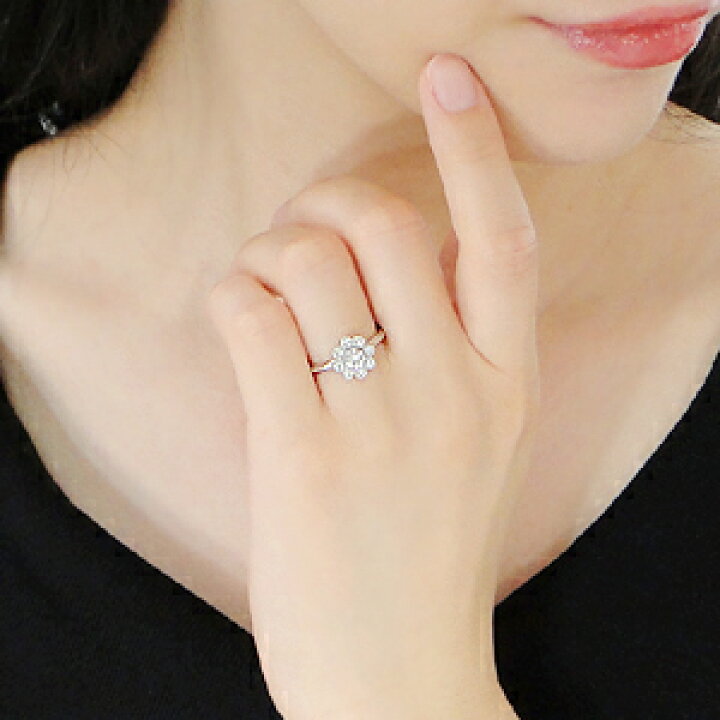 楽天市場】Pt900/K18YG【0.65ct】フラワー ダイヤモンド リング【送料  