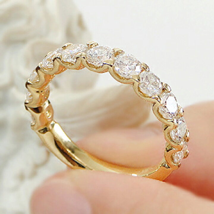 楽天市場】K18YG【2.0ct】ダイヤモンド ハーフ エタニティリング【送料  