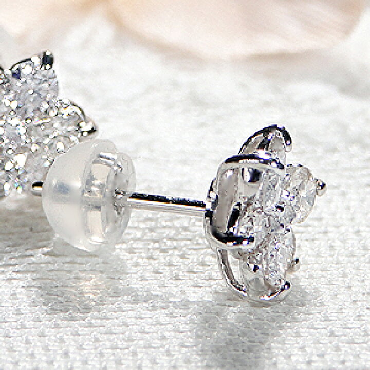 楽天市場】Pt900【1.00ct】フラワーモチーフ ダイヤモンドピアス【送料 