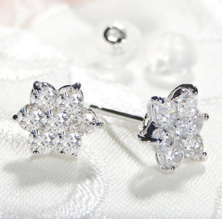 楽天市場】Pt900【1.00ct】フラワーモチーフ ダイヤモンドピアス【送料 