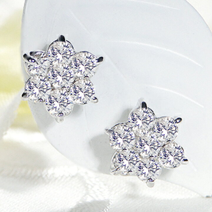 楽天市場】Pt900【1.00ct】フラワーモチーフ ダイヤモンドピアス【送料 