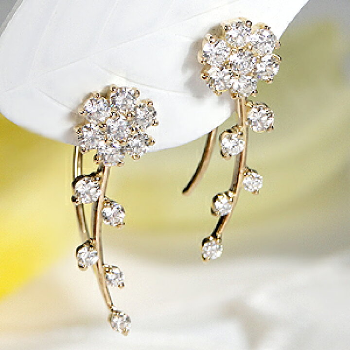 楽天市場】K18YG【0.8ct】2WAY フラワーモチーフ ダイヤモンドピアス  