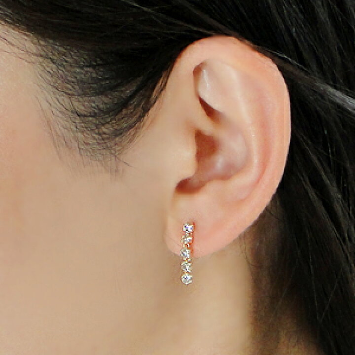 楽天市場】K18YG【0.7ct】ダイヤモンド ライン ピアス【送料無料 