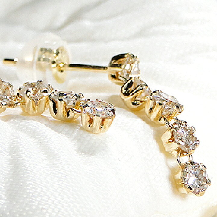楽天市場】K18YG【0.7ct】ダイヤモンド ライン ピアス【送料無料  