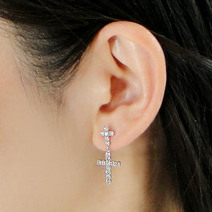 楽天市場】K18YG/K18WG【1.0ct】クロスモチーフ ダイヤモンド ピアス 