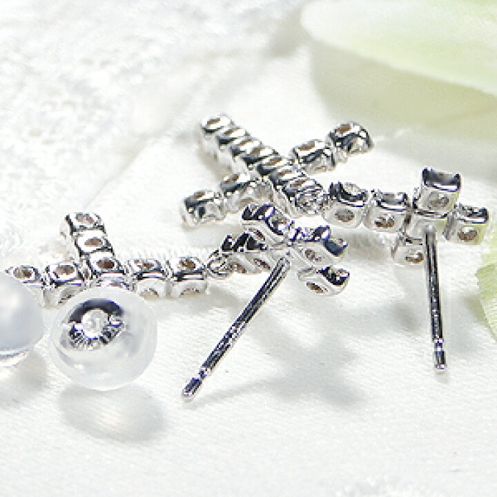 楽天市場】K18YG/K18WG【1.0ct】クロスモチーフ ダイヤモンド ピアス  