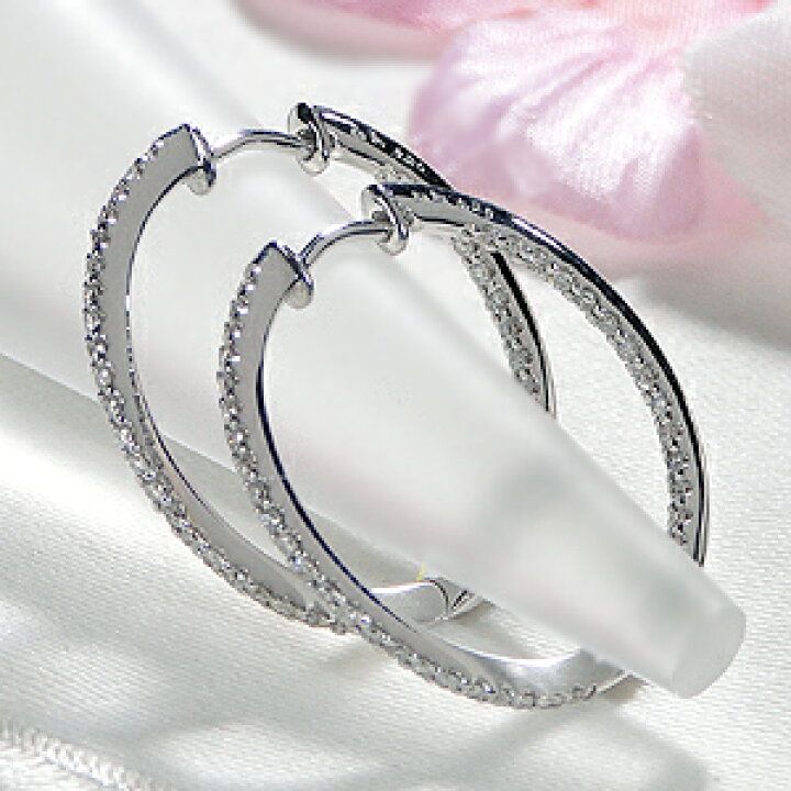 楽天市場】K18YG/K18WG【0.5ct】ダイヤモンド エタニティ フープピアス 