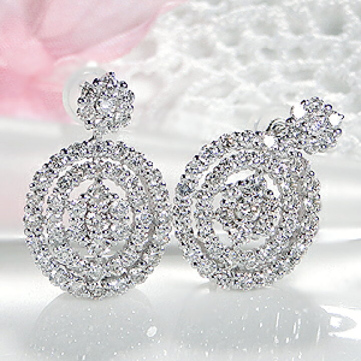 楽天市場】Pt900【2.00ct】ラウンドモチーフ ダイヤモンド ピアス  