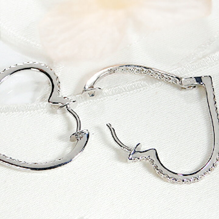 楽天市場】K18WG/YG【0.50ct】ハート ダイヤモンド フープ ピアス 