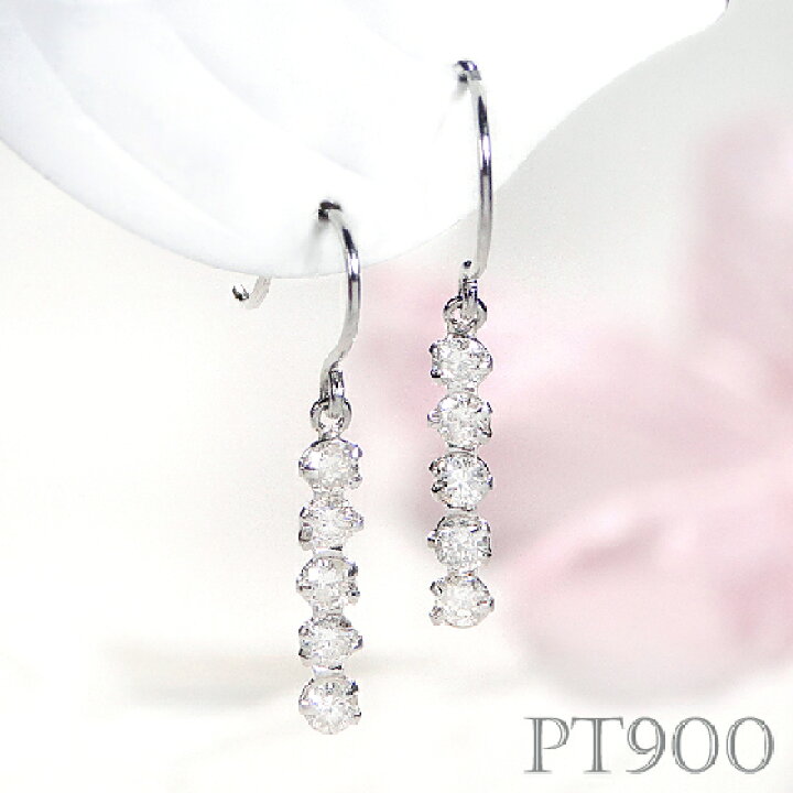 楽天市場】Pt900/K18YG【0.30ct】ダイヤモンド ライン ピアス【送料  