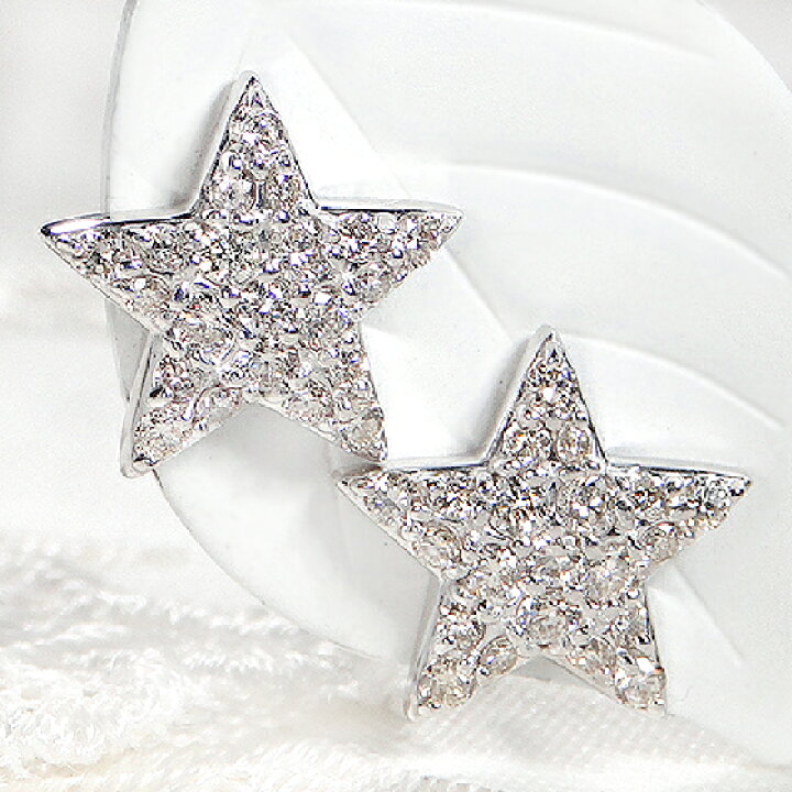 楽天市場】K18WG/YG【0.50ct】スターモチーフ ダイヤモンド ピアス 