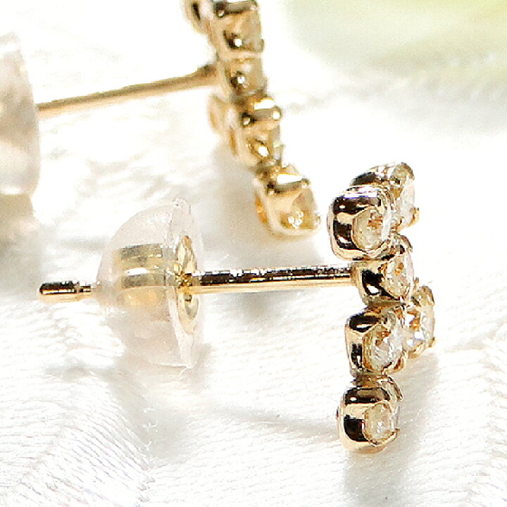 楽天市場】K18WG/YG【0.40ct】クロス ダイヤモンド ピアス【送料無料 