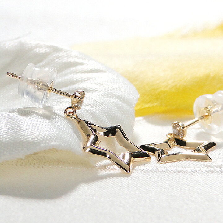 楽天市場】K18WG/K18YG【0.10ct】ダイヤモンド スターモチーフ ピアス 