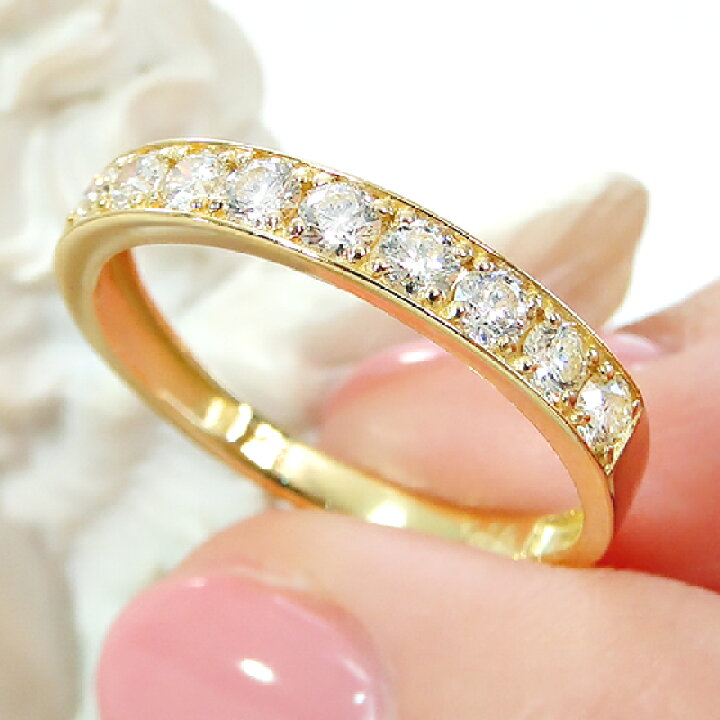 楽天市場】K18YG【0.5ct】フチあり ダイヤモンド ハーフ エタニティ 
