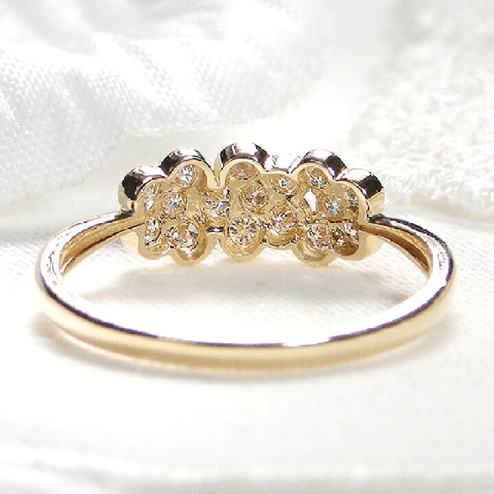 楽天市場】K18YG【0.5ct】フラワー ダイヤモンド リング人気 ダイヤ  