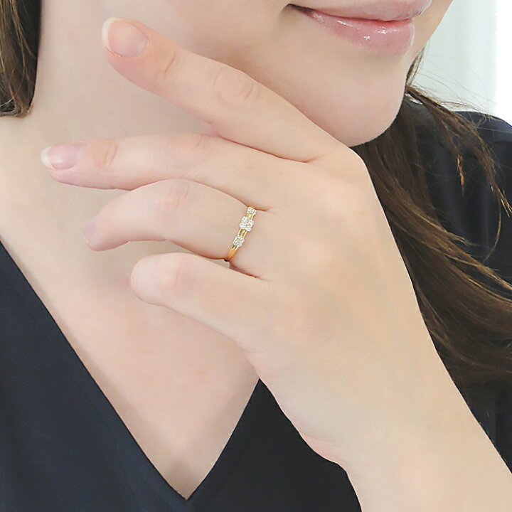 楽天市場】K18YG【0.18ct】フラワー ダイヤモンド リング人気 ダイヤ  