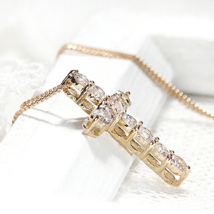 楽天市場】K18YG【0.50ct】クロスモチーフ ダイヤモンド ネックレス 