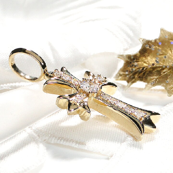 楽天市場】K18YG【0.45ct】ダイヤモンド クロス ペンダントトップ  