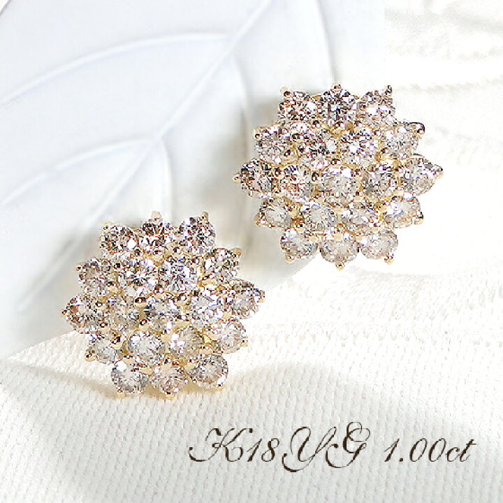 楽天市場】K18YG【1.00ct】ダイヤモンド フラワーモチーフ ピアス 