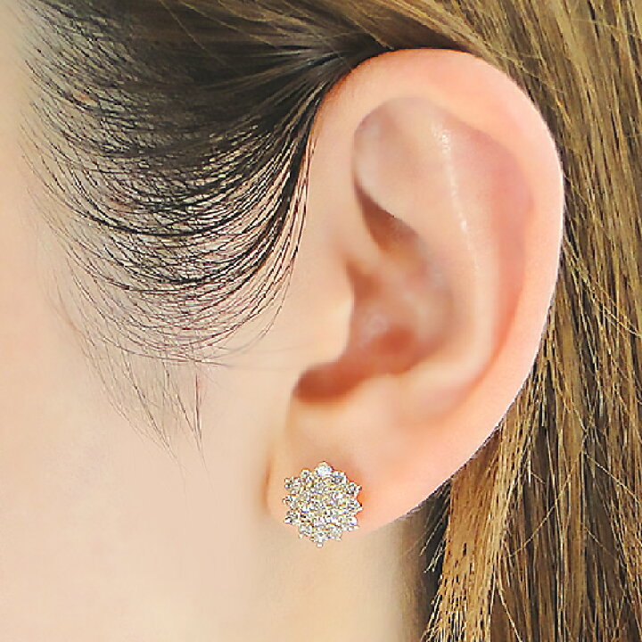 楽天市場】K18YG【1.00ct】ダイヤモンド フラワーモチーフ ピアス 
