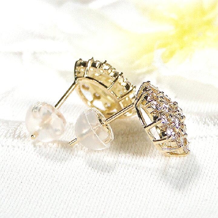 楽天市場】K18YG【1.00ct】ダイヤモンド フラワーモチーフ ピアス 