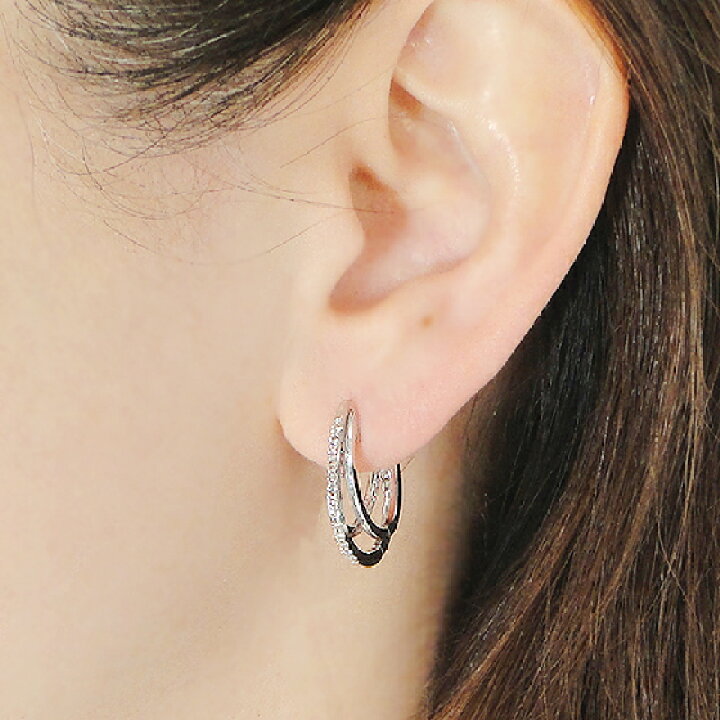 楽天市場】K18WG/YG【0.30ct】中折れ ダイヤモンド フープ ピアス  