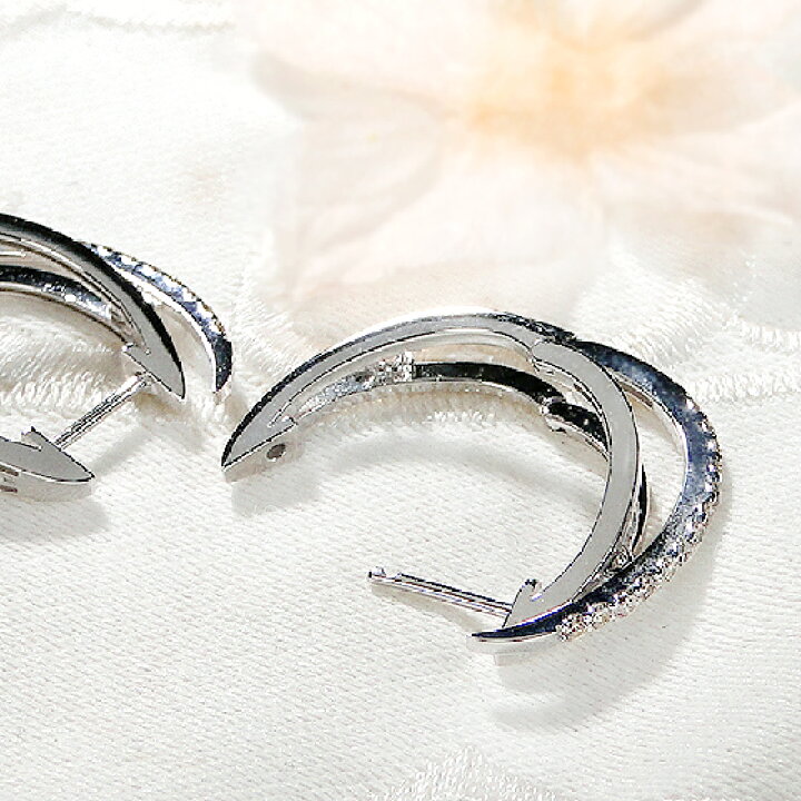 楽天市場】K18WG/YG【0.30ct】中折れ ダイヤモンド フープ ピアス  