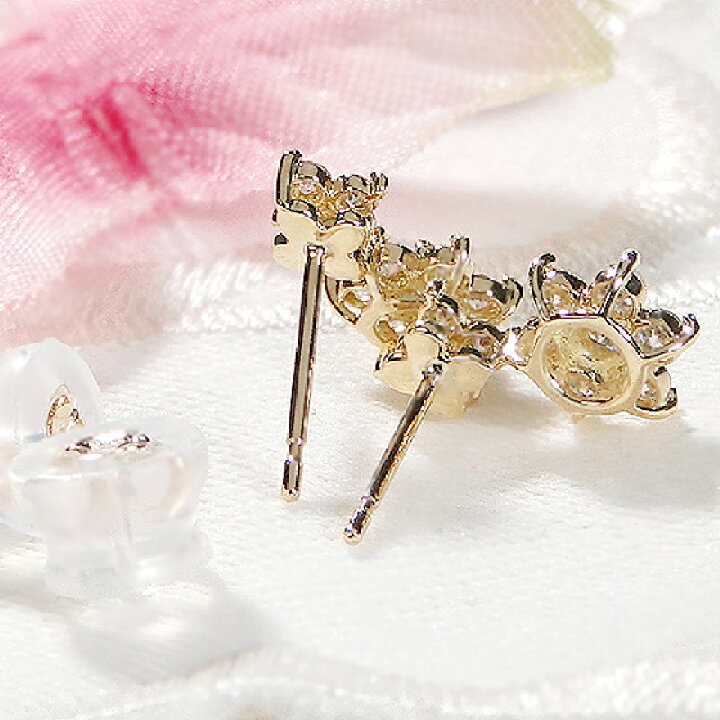 K18WG 0.40ct ダイヤモンドフラワーピアス 